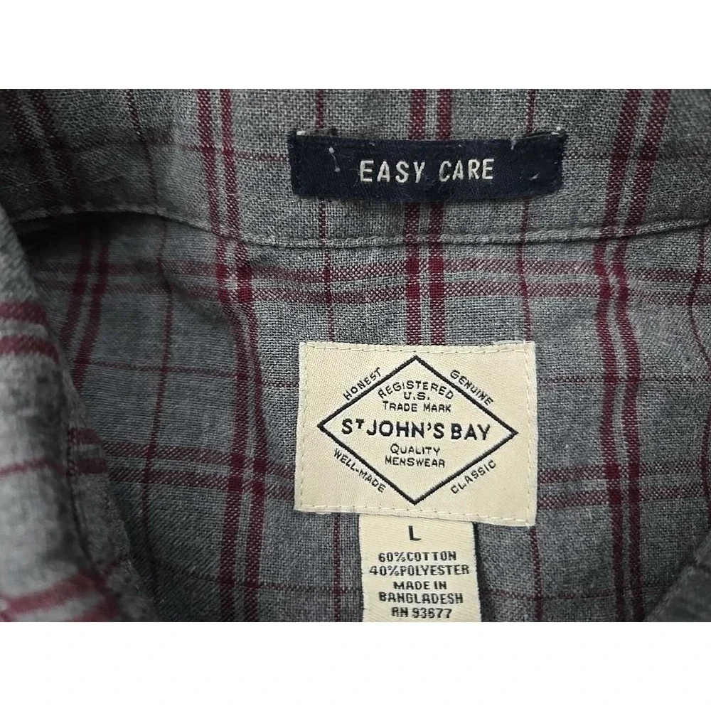 Lot of 2 St John's Bay Button Up Shirt Mens Large Plaid Long Sleeve Chest Pocket